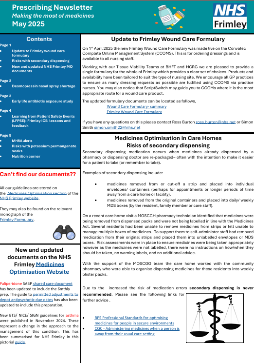 Frimley ICB prescribing newsletter - May 2025