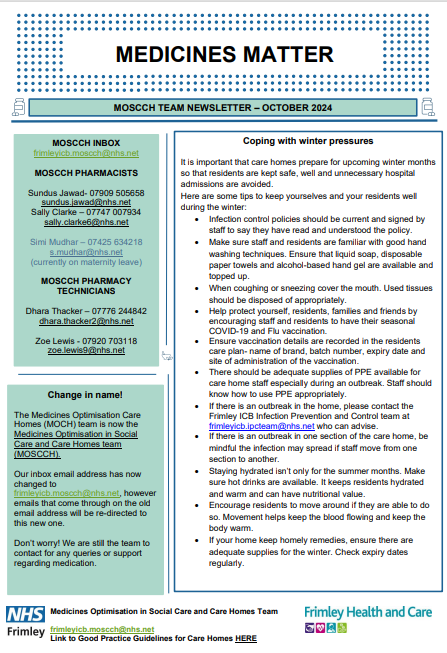 Medicines Matters- newsletter for care homes October 2024