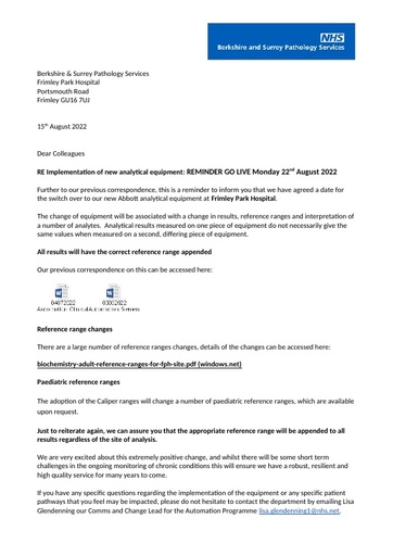 15082022 Siemens Abbott Assay Biases Comms 3rd wave FPH