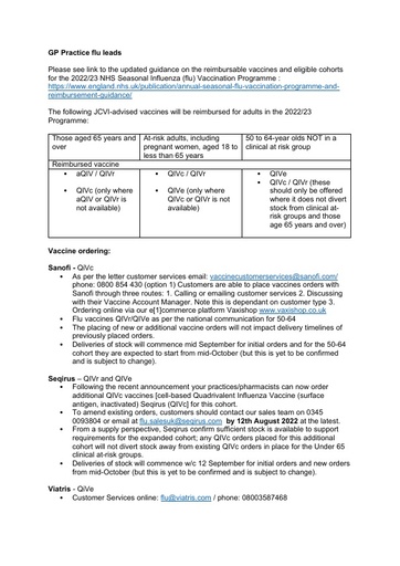 GP Practice flu leads