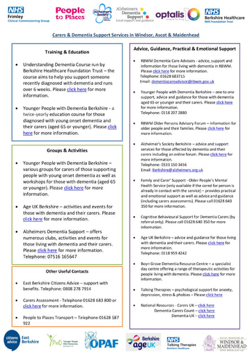 Dementia Carers Support RBWM 2302