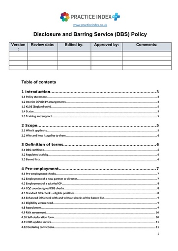 DBS policy (Template 1 4)