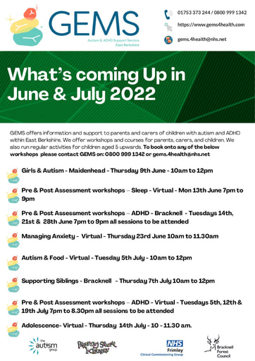 GEMS workshops June & July 2022