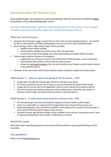 GP Bulletin 08Dec22 DERMATOSCOPES