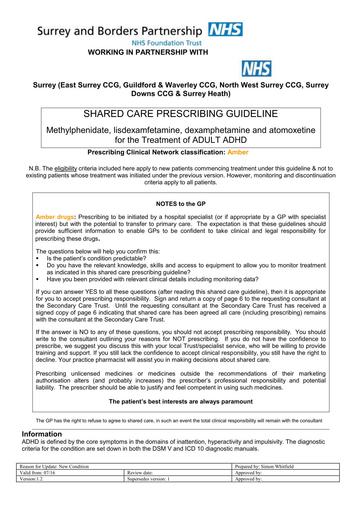 Methylphenidate, lisdexamfetamine, dexamphetamine and atomoxetine - shared care SABP ( adults)