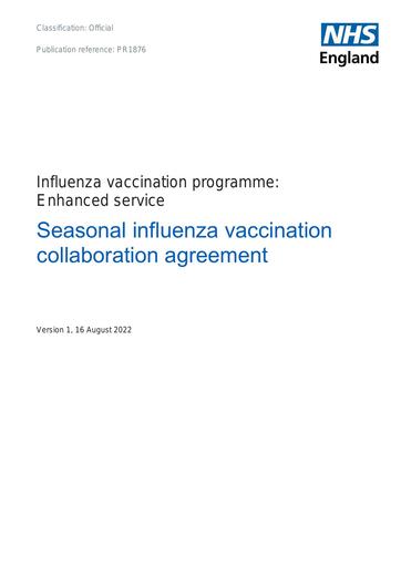PR1876 Influenza vaccination prog 22 23 ESS influenza vaccination collaboration August 2022