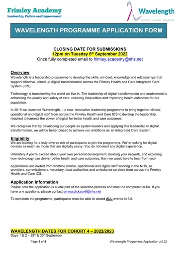 01 WAVELENGTH COHORT 4 APPLICATION FORM