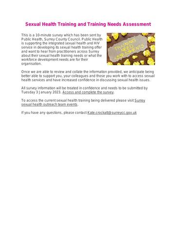 Surrey Sexual Health Training and Training Needs Assessment