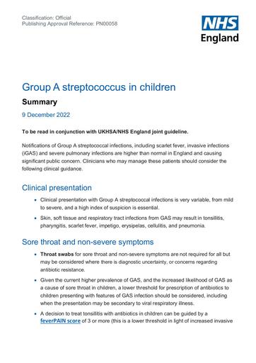 PRN00058 Group A streptococcus in children summary December 2022