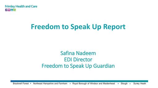 Freedom to Speak Up Report