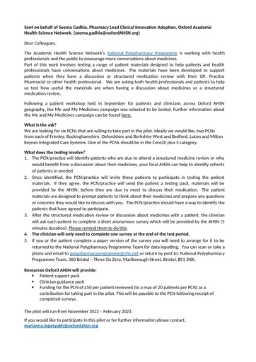 National Polypharmacy Programme Pilot Sites for Public Campaign PCN Invitation (1)