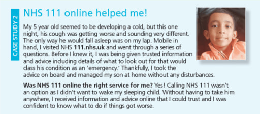 Case study 5: NHS 111 online helped me