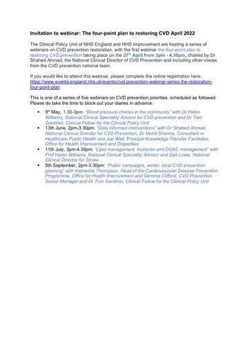 Invitation to webinar