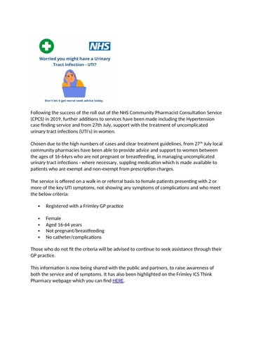 NHS Community Pharmacist Consultation Service