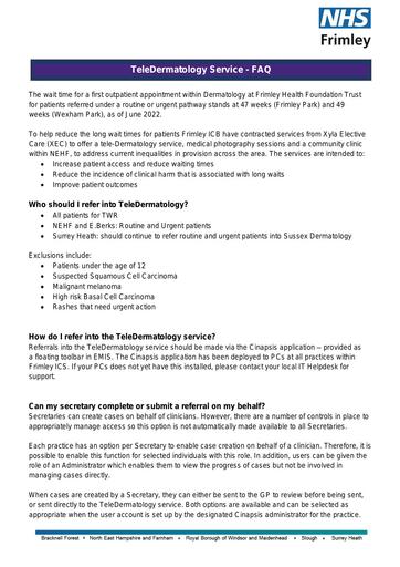 DXS FAQ teleDermatology 090922