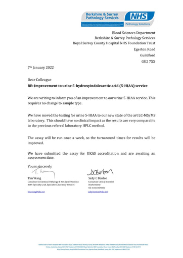 2022 01 07 Improvement to 5 HIAA service