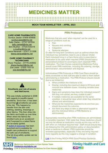 Medicines Matter - newsletter for care homes April 2023