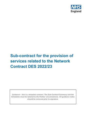 B1964 Sub contract for the provision of services related to the Network Contract DES 2022 23 August 2022