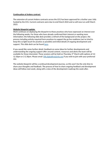 Continuation of Ardens contract