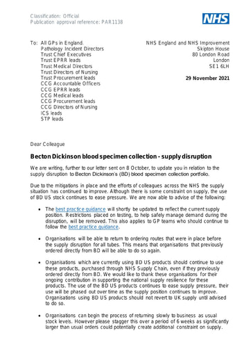 B1138 BD November update letter