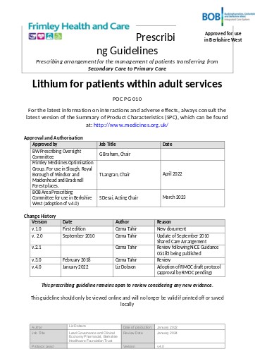 Lithium- shared care