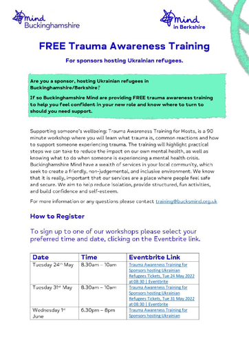 FREE Trauma Awareness Training for sponsors hosting Ukrainian refugees (002)