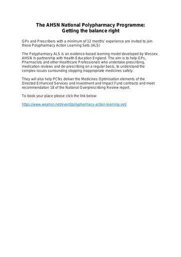 The AHSN National Polypharmacy Programme