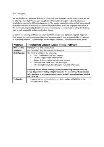 Cataract Surgery Referrals