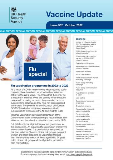UKHSA Vaccine Update September 2022 Flu special