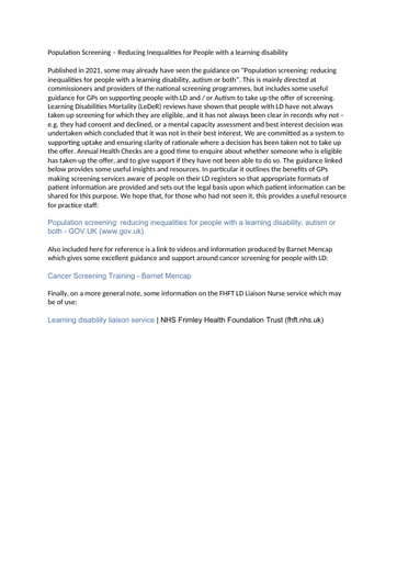 Population Screening