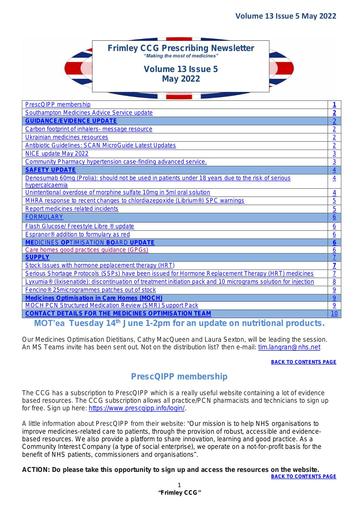 Frimley CCG prescribing newsletter May 2022
