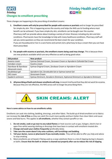 Changes to emollient prescribing (patient information leaflet)