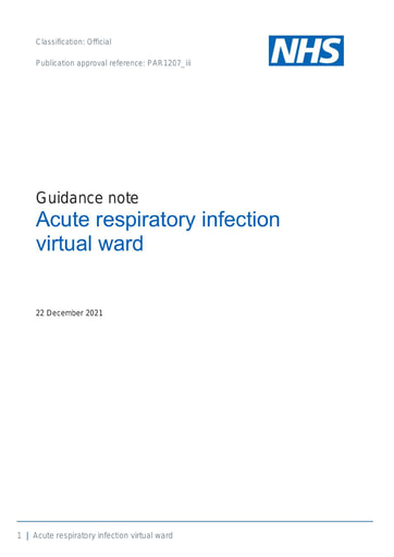 B1207 iii Guidance Note Acute Respiratory Infection Virutal Ward 221221