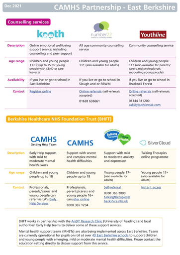 Berkshire mental health services