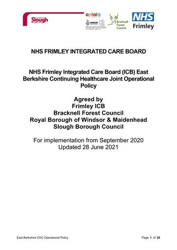 East Berks CHC Operational Policy