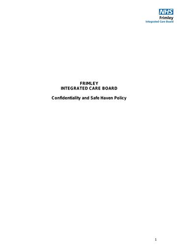 Confidentiality and Safe Haven Policy