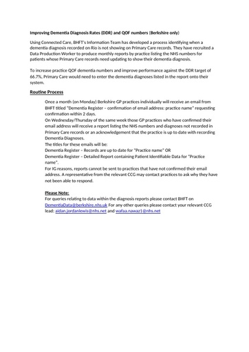 BHFT Dementia Diagnosis Process GP Comms Berks E