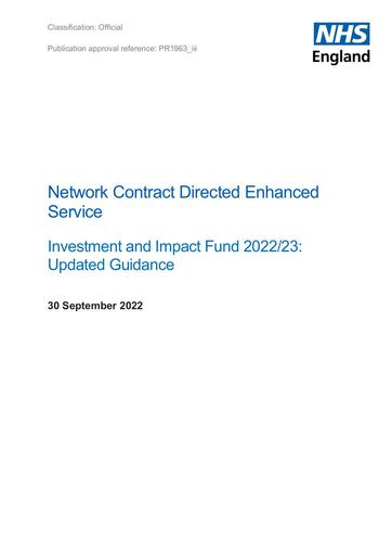 B1963 iii Network Contract IIF Implementation Guidance September 2022