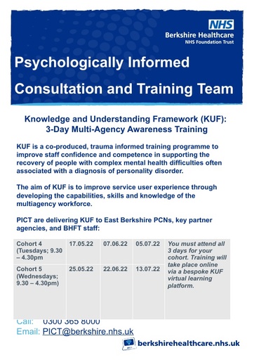 KUF Training Flyer for May  July 2022
