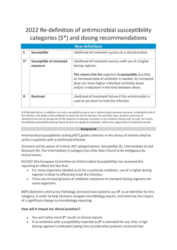 2022 01 10 EUCAST 2021 changes to antibiotic susceptibility reporting and dosing recommendations