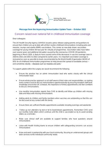 IIUT GP bulletin Oct 2022 Concern as national immunisation coverage rates decline 1 (003)