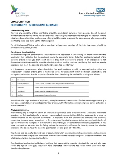Shortlisting General Guidance