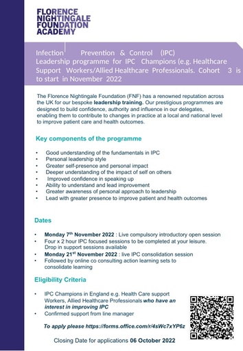 HCSW IPC Leadership Flyer Cohort 3   7 Nov '22 pdf