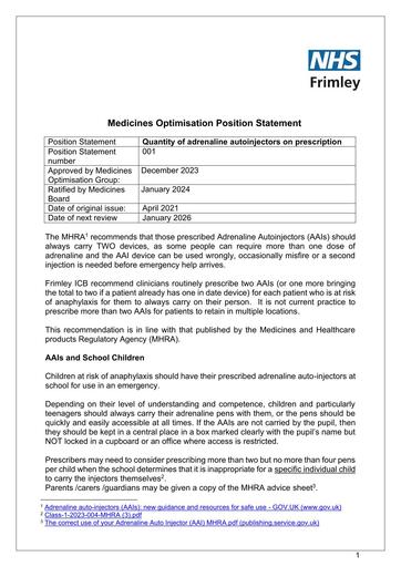 001 MOG Position Statement - Adrenaline autoinjector supply