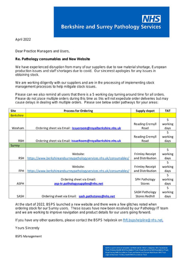 2022 04 25 Stock and Website comms