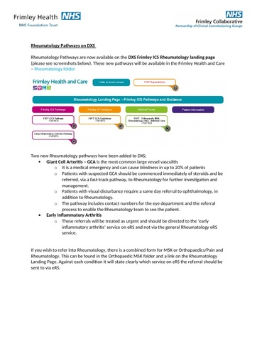 Rheumatology Pathways on DXS Version 4 25 07 2022