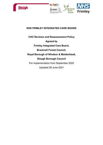 East Berks CHC Reviews Reassessments Policy