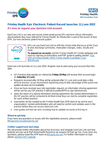 Epic Update for Primary Care EpicCare Link Sign up Final April 2022