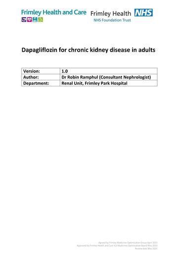 Dapagliflozin for chronic kidney disease in adults