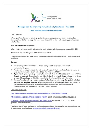 Child Immunisations Parental Consent